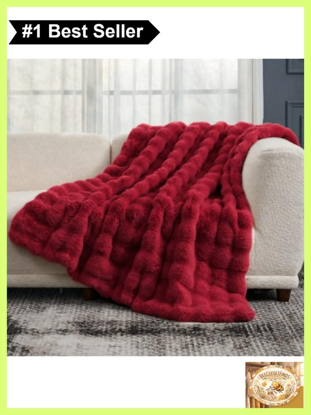 Bubble Faux Fur Throw Blanket 50x60 Ultra Soft Plush Cozy
